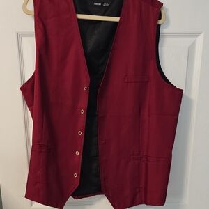 SHEIN Men's Burgundy Vest with Gold Buttons